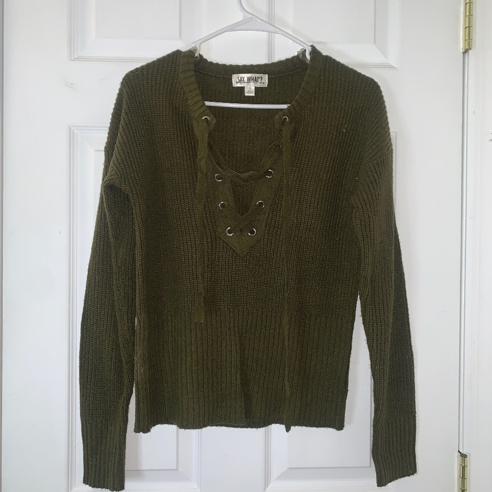 Army Green laced sweater